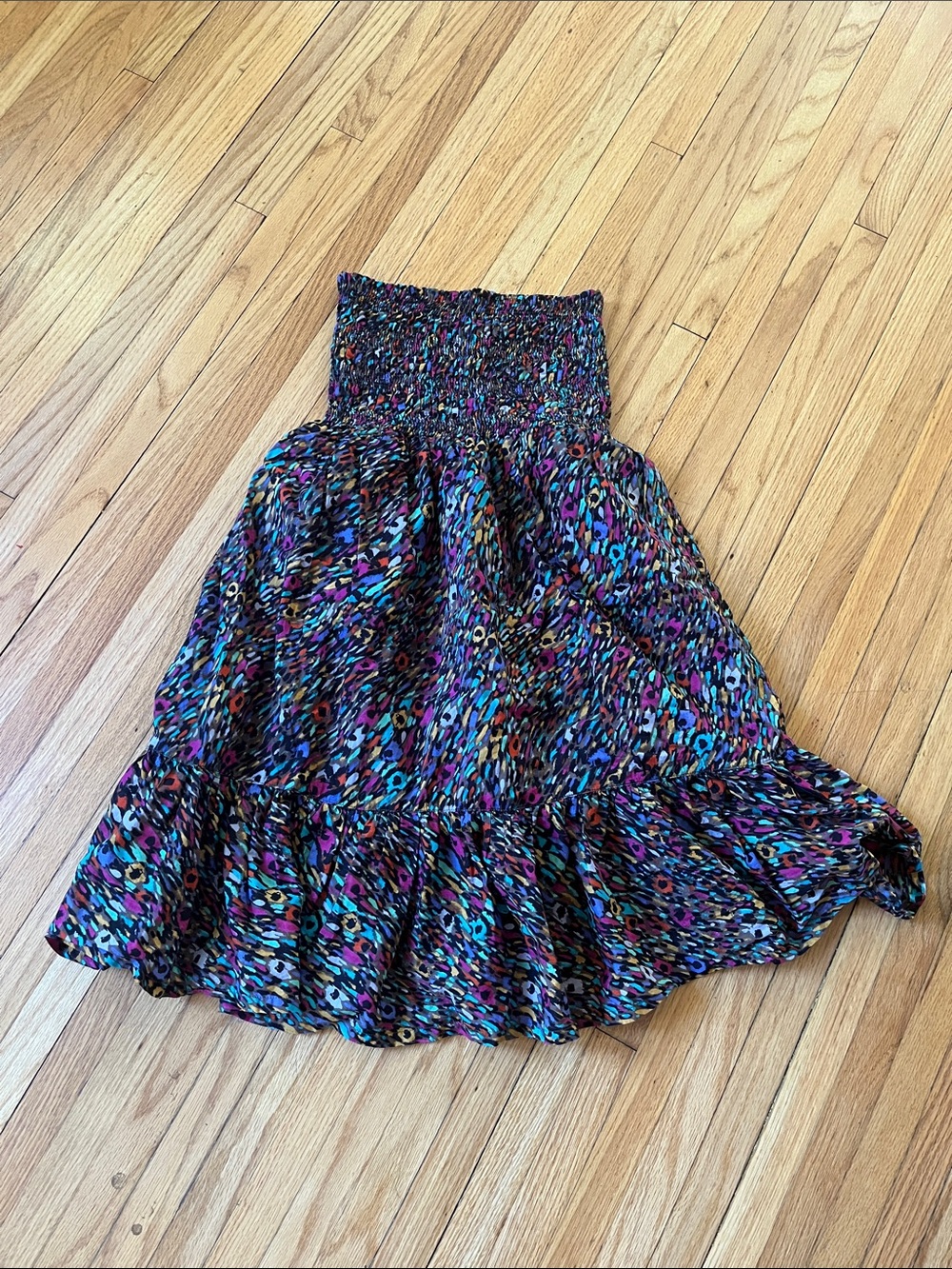Smocked Multicolor Printed tube top dress y2k size Small